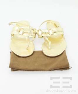   Gold Metallic Leather Horsebit T strap Sandals Size 9B NEW  