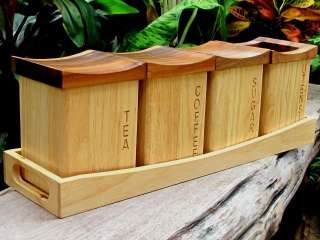Set of Handmade Wooden Storage Box Coffee Box Tea Box Sugar Box and 