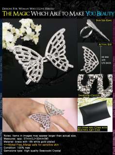 GP Butterfly Use SWAROVSKI Cry Adjustable Ring R009  