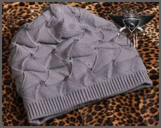 AM851 Grey Knit Thick Winter Warm Mens Beanie Hat Cap  