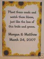 Personalized Sunflower Wedding Seed Packets Favors  