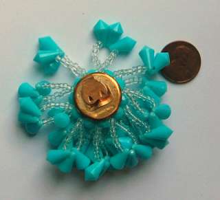 VINTAGE TURQUOISE BEADED SHOE CLIP ACCENT HONG KONG NOS  