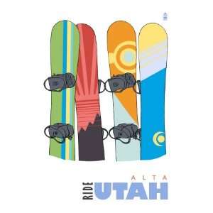  Alta, Utah, Snowboards in the Snow Premium Poster Print 