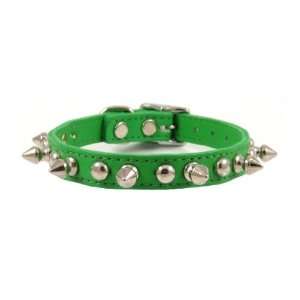  18 Green Spiked and Studded Leather Dog Collar By Furry 