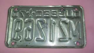 This is a great 1970 MOTORCYCLE license plate.from Quebec Has 