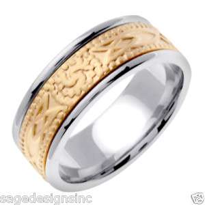 14K Gold Celtic Wedding Band Ring 8.0MM Mens Ladies  