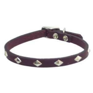   3/8 Diamond Stud Leather Collar in Mahogany Pet 