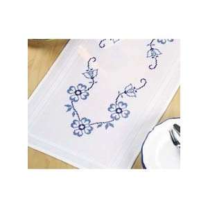  Blue Flowers Table Runner Stamped Cross Stitch Kit Arts 