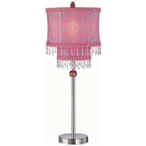   Source Twin Tier Beaded Pink Raspberry Table Lamp