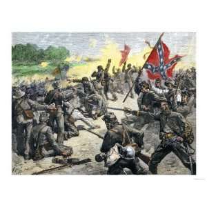  Confederate Louisiana Brigade Throwing Stones at Advancing 