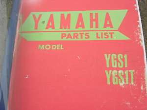 Yamaha YG1 YGS1 Part List Catalog Book New  