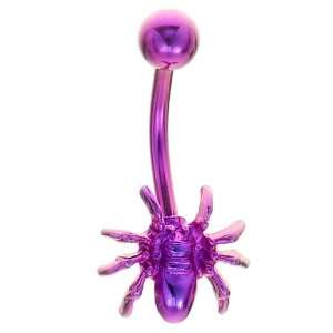   Creepy Crawler Anodized Titanium Spider Belly Button Ring Jewelry