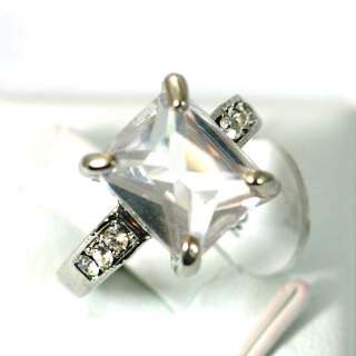   White Kashmir Gemstone 18K GP Diamante Zircon CZ Ring Jewelry  