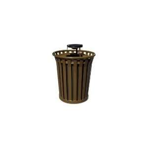   AT BN   36 Gallon Outdoor Trash Can w/ Ash Urn Lid & Anchor Kit, Brown