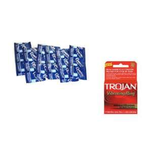   Lube Latex Condoms Lubricated 24 condoms Plus TROJAN VIBRATING RING