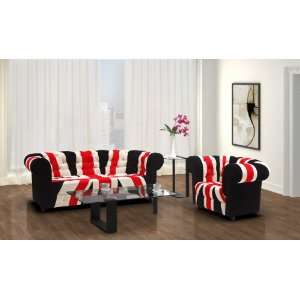  Zuo Modern Union Jack Armchair Red, White & Black