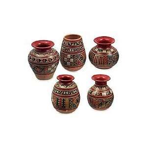  Pottery vases, Inca Calendar (set of 5)