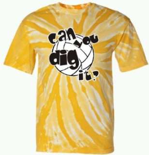  Youth Gold Pinwheel Tie Dye CAN YOU DIG IT Volleyball T 