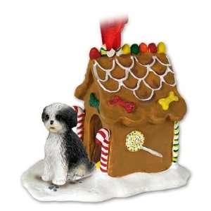   Puppycut Black/White Ginger Bread Dog House Ornament