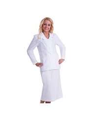   swan uniforms long sleeve white 2 piece skirt set great for nursing