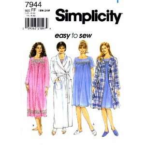  Simplicity 7944 Sewing Pattern Womens Nightgown Robe Full 